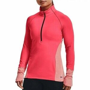 NWT Under Armour Women’s ColdGear 1/2 Zip Training Top Pink Size SMALL Thumbhole